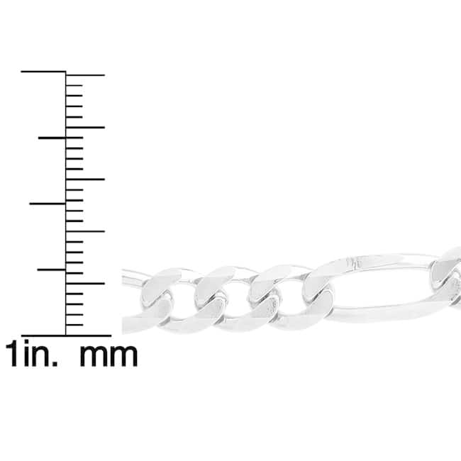 Roberto Martinez Sterling Silver 7 mm Figaro Chain Necklace (18"-30")