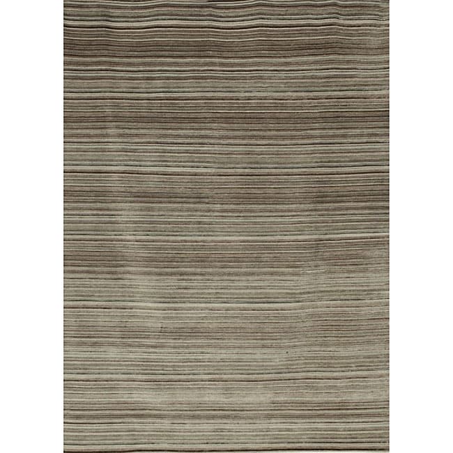 Hand knotted Kessley Grey Stripe Wool Rug (56 X 86)