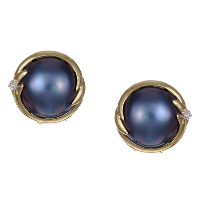 Kabella 14k Birthstone Gold Mabe Pearl And 1 10ct Tdw Diamond Kabella 14k Birthstone Gold Mabe Pearl And 1 10ct Tdw Diamond Earrings I