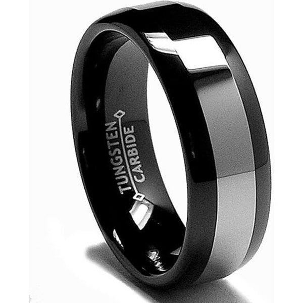 Men's Black-plated Tungsten Carbide Comfort Fit Band (8 mm)