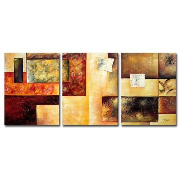 Shop Abstract Multicolor Hand Painted 3 Piece Oil Painting Set Overstock 4747795