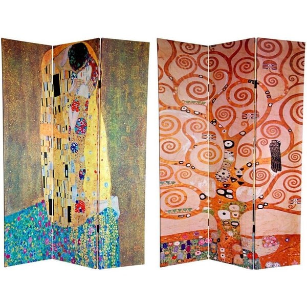 Canvas Double sided 6 foot The Kiss/ Tree of Life Room Divider (China