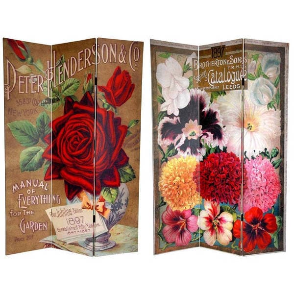 Canvas Double-sided 6-foot Rose Flower Seeds Room Divider (China)