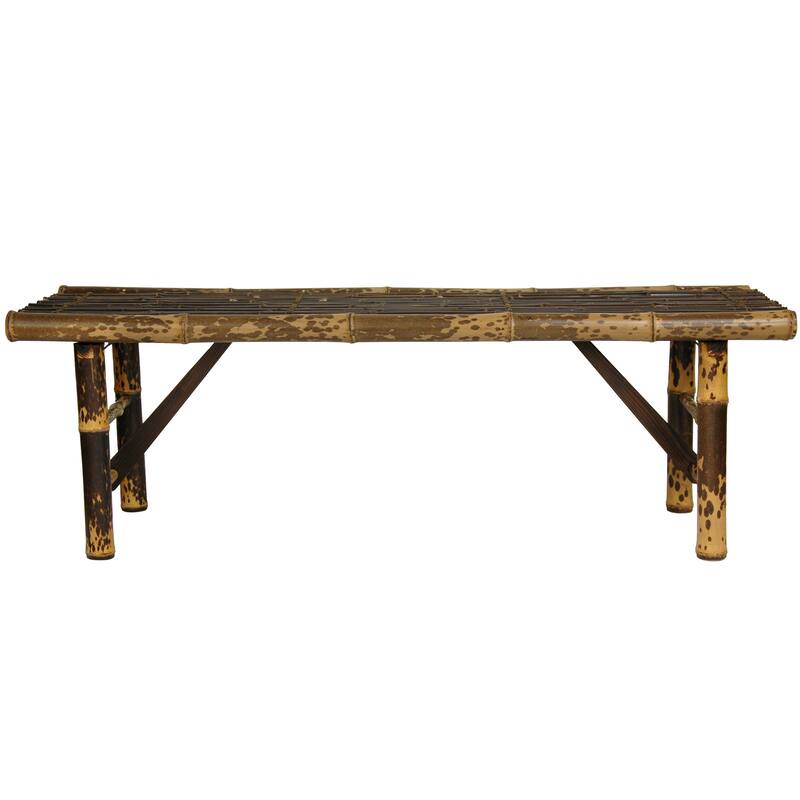 Handmade 4' Japanese-style Dark Bamboo Folding Bench - 47.00"W x 14.00"D x 15.75"H