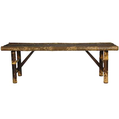 Handmade 4' Japanese-style Dark Bamboo Folding Bench - 47.00"W x 14.00"D x 15.75"H