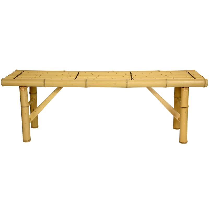 Handmade 4' Japanese-Style Light Bamboo Folding Bench - 47.00"W x 14.00"D x 15.75"H
