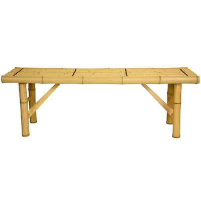 Handmade 4' Japanese-Style Light Bamboo Folding Bench - 47.00"W x 14.00"D x 15.75"H