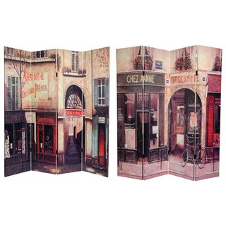 Canvas Double-sided French Cafe 6-ft Room Divider