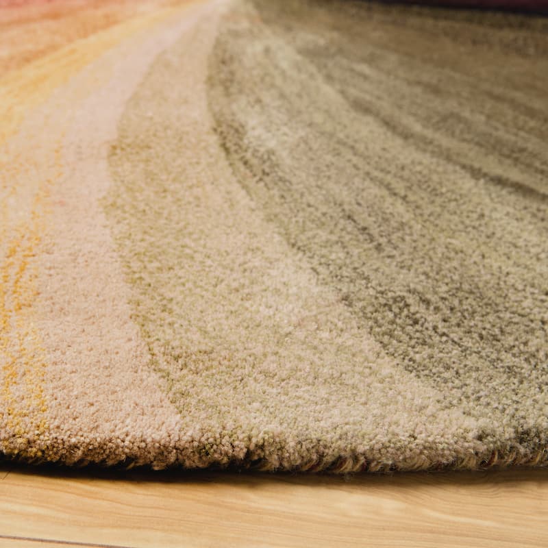 EORC Hand-Tufted Wool Swirl Rug, Multicolored | Vibrant & Stylish Area - 4' Round