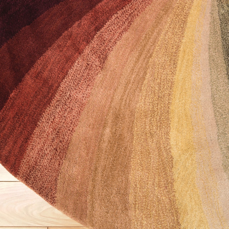 EORC Hand-Tufted Wool Swirl Rug, Multicolored | Vibrant & Stylish Area - 4' Round