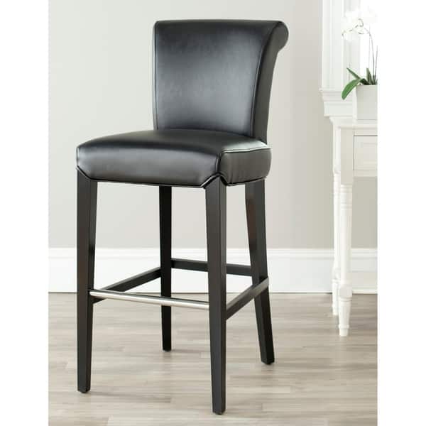Safavieh Manhattan Black Leather 29 Inch Bar Stool On Sale Overstock 4757234