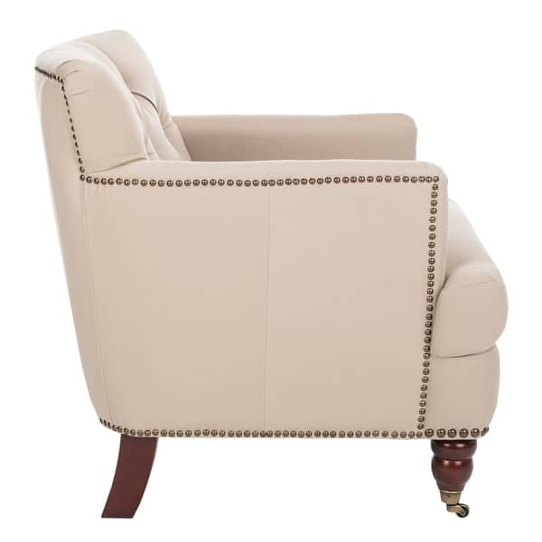 Shop Safavieh Colin Taupe Cotton Tufted Club Chair Overstock