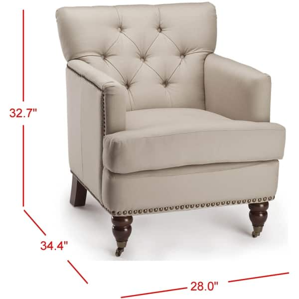 Shop Safavieh Colin Taupe Cotton Tufted Club Chair Overstock