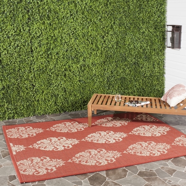 Safavieh St. Martin Damask Red/ Natural Indoor/ Outdoor Rug - 9' x 12'