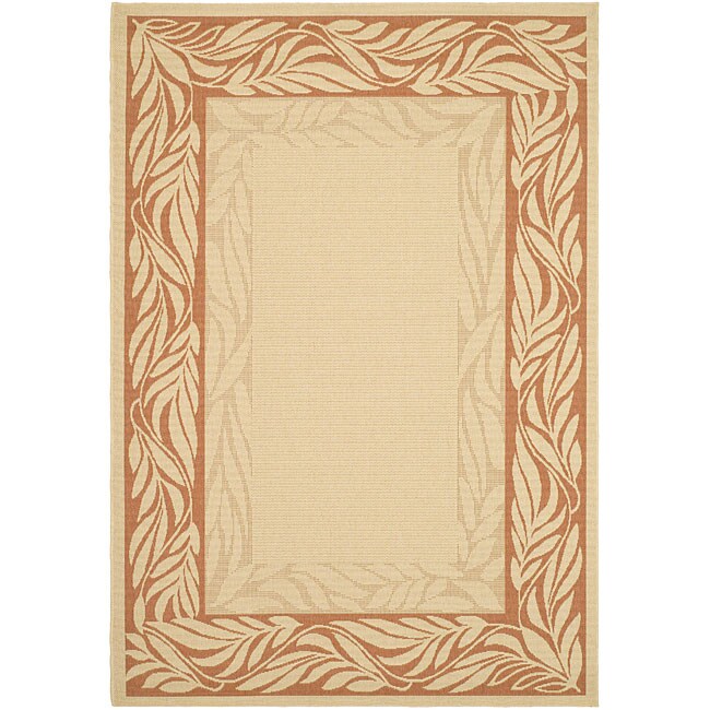 Indoor/ Outdoor Tranquil Natural/ Terracotta Rug (67 X 96)