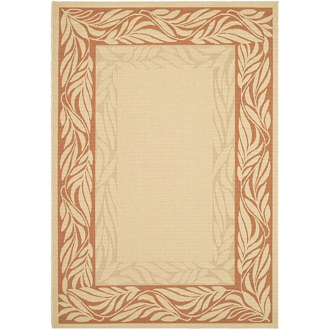 Indoor/ Outdoor Tranquil Natural/ Terracotta Rug (53 X 77)