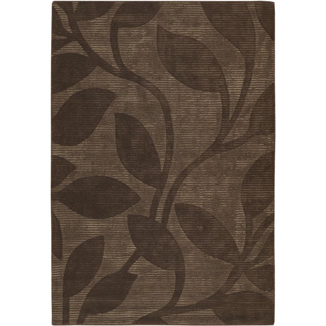 Mandara Brown Hand tufted Floral New Zealand Wool Area Rug (5 X 76)