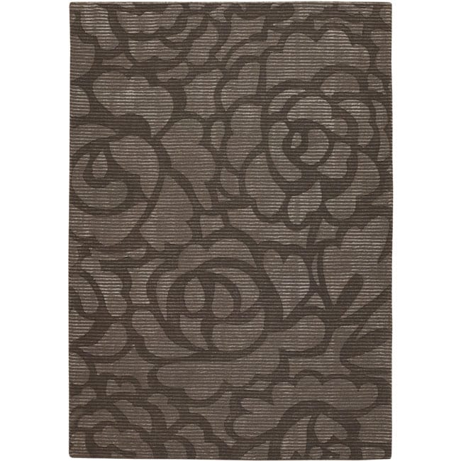 Hand tufted Mandara Brown Floral Pattern New Zealand Wool Rug (79 X 106)