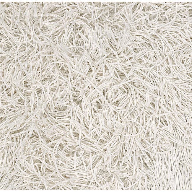 Set of 2 Hand-knotted Remy White Cotton Shag Rugs (2' Square)