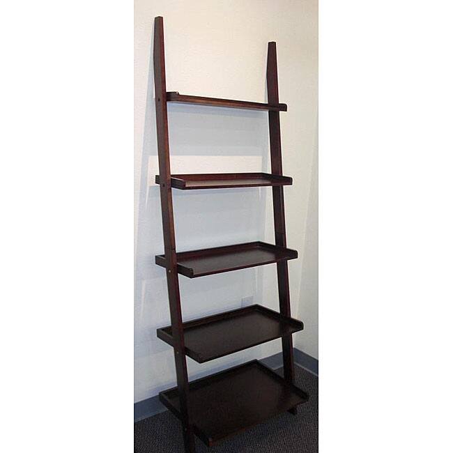 Cappuccino 5-tier Leaning Ladder Book Shelf
