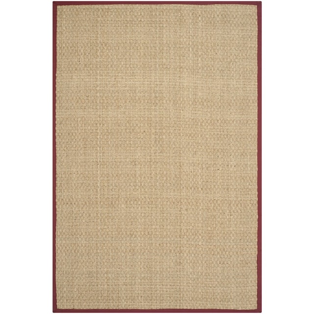 SAFAVIEH Natural Fiber Marina Basketweave Seagrass Rug - 2'6" x 4' - Natural/Red