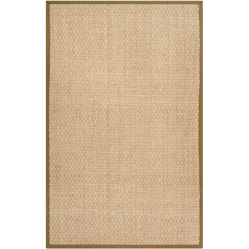 SAFAVIEH Natural Fiber Marina Basketweave Seagrass Rug - 2'6" x 4' - Natural/Olive - Rectangle