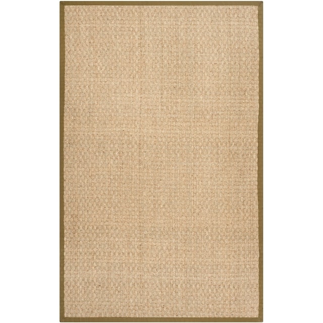 SAFAVIEH Natural Fiber Marina Basketweave Seagrass Rug - 2'6" x 4' - Natural/Olive