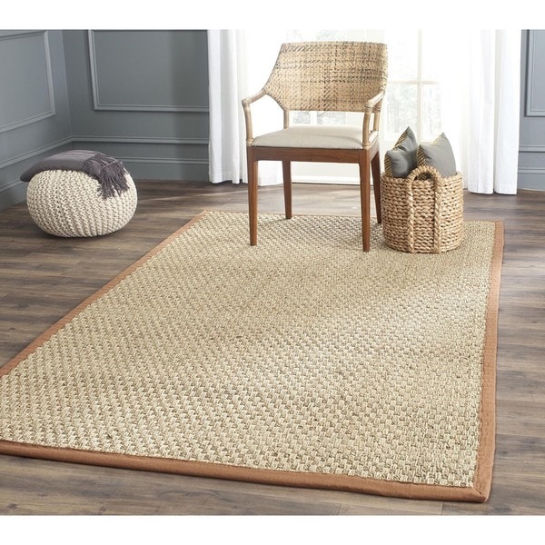 Shop Safavieh Casual Natural Fiber Natural and Brown Border Seagrass ...