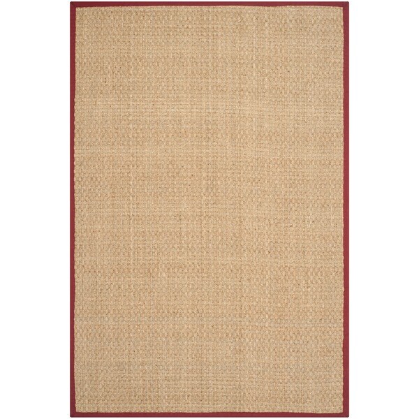 Safavieh Casual Natural Fiber Natural and Red Border Seagrass Rug - 5' x 8'
