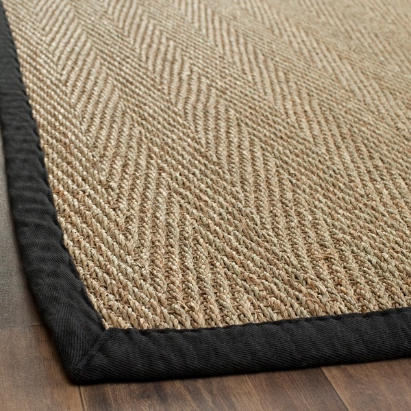 Safavieh Casual Natural Fiber Hand-Woven Sisal Natural / Black Seagrass Runner Rug - 2'6 x 4'