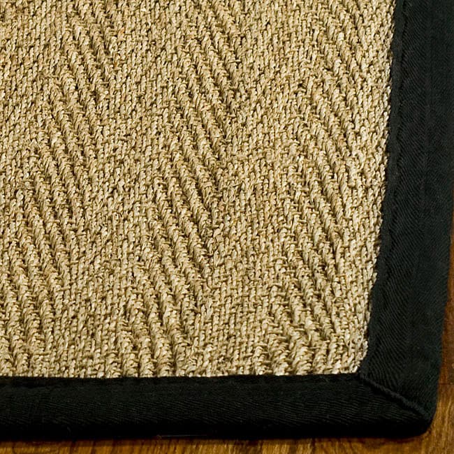 Contemporary Hand woven Sisal Natural/ Black Seagrass Runner (26 X 6)