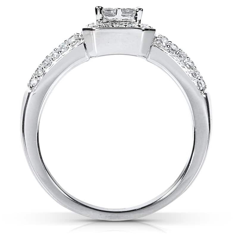Kobelli 0.5ct Carats Natural Diamond 14k Solid White Gold Princess-cut Invisible Setting Halo Gina Engagement Ring