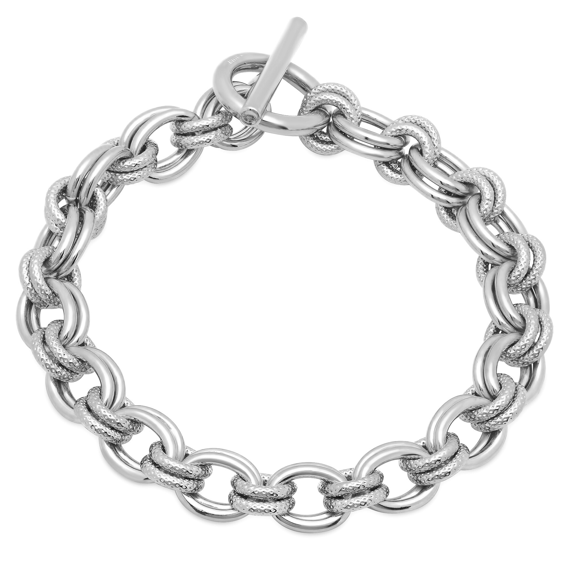 Details about / Sterling Silver 6.75 MM Polished Fancy Link Toggle Charm Bracelet 7.5/"