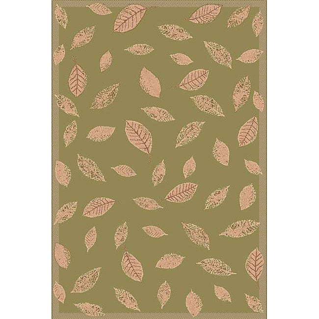 Floating Leaves Green Outdoor Rug (3'3 x 4'11)