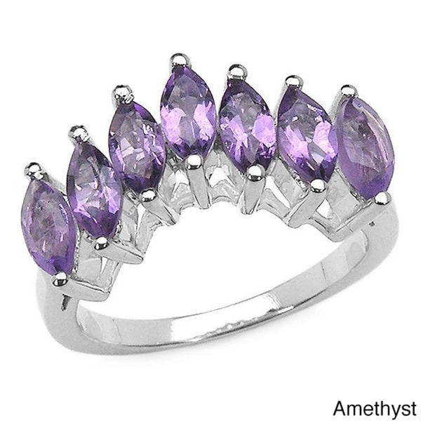 Malaika Sterling Silver Marquise-cut Amethyst or Aquamarine Ring ...