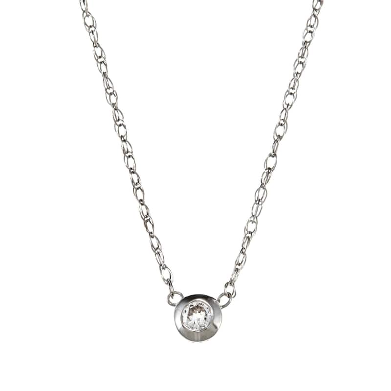 Annello by Kobelli 14k White Gold Diamond Bezel Necklace