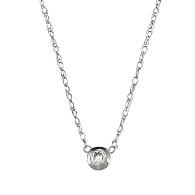 Annello by Kobelli 14k White Gold Diamond Bezel Necklace