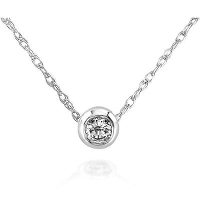 Annello 14k Gold 1/10ct TDW Diamond Solitaire Necklace