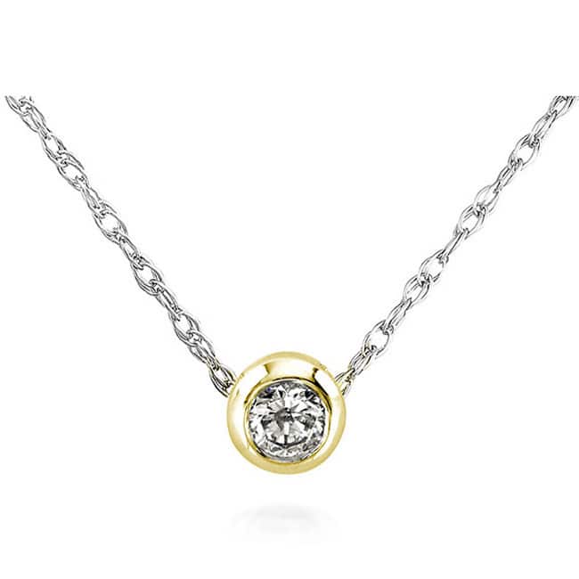 Annello 14k Gold 1/10ct TDW Diamond Solitaire Necklace
