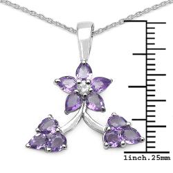 Malaika Sterling Silver Genuine Amethyst and White Topaz Flower Necklace Malaika Gemstone Necklaces