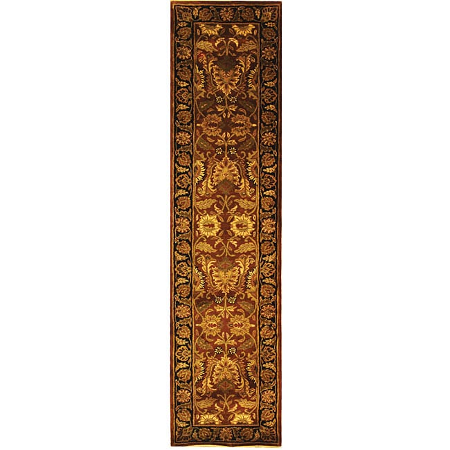 Handmade Classic Jaipur Rust/ Black Wool Runner (23 X 12)