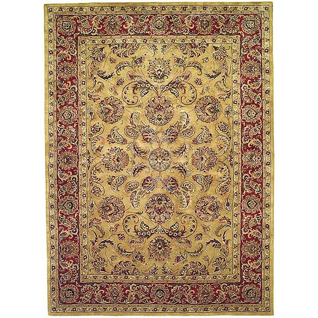 Handmade Amol Gold/ Red Wool Rug (83 X 11)