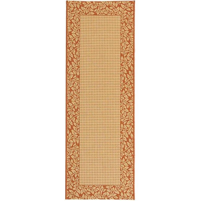 Indoor/ Outdoor Natural/ Terracotta Runner (24 X 67)