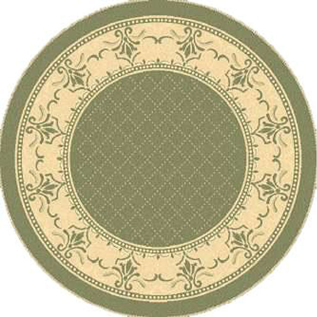 Shop Safavieh Royal Olive Green/ Natural Indoor/ Outdoor Rug 6'7" x 6