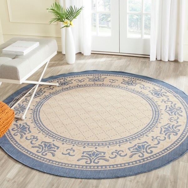 Shop Safavieh Royal Natural/ Blue Indoor/ Outdoor Rug 6'7" x 6'7