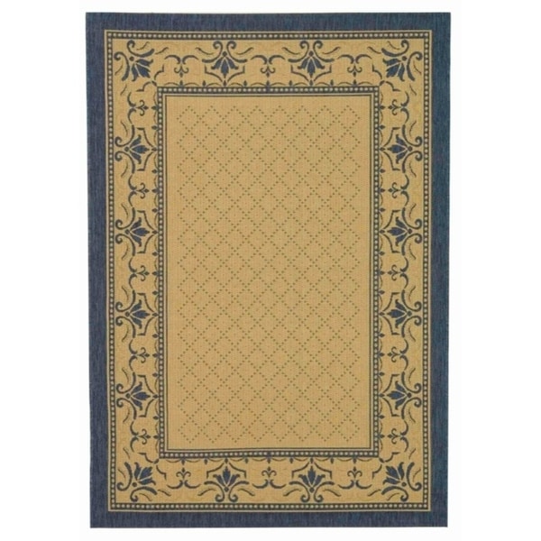 Safavieh Royal Natural/ Blue Indoor/ Outdoor Rug - 5'-3" x 7'-7"