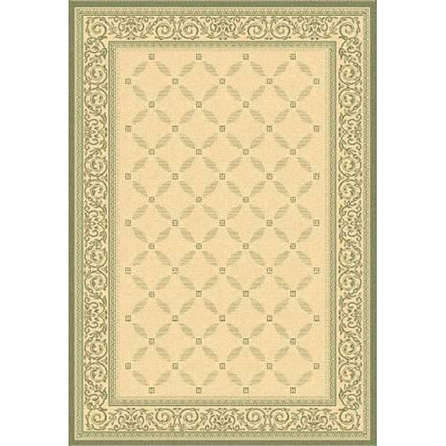 Indoor/ Outdoor Bay Natural/ Olive Rug (53 X 77)