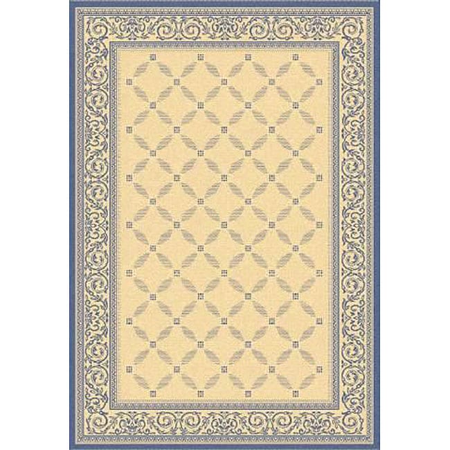 Indoor/ Outdoor Bay Natural/ Blue Rug (67 X 96)