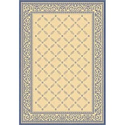 Indoor/ Outdoor Bay Natural/ Blue Rug (6'7 x 9'6) Safavieh 5x8   6x9 Rugs