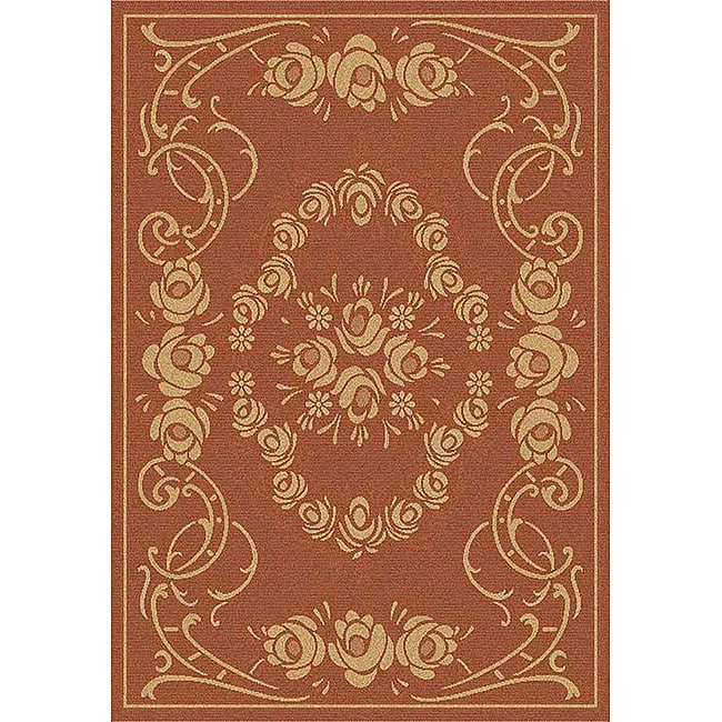 Indoor/ Outdoor Garden Terracotta/ Natural Rug (9 X 12)